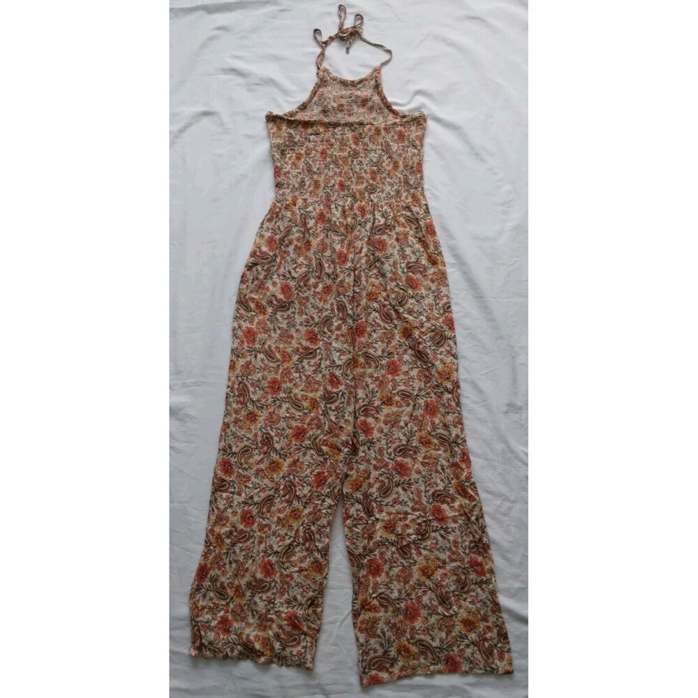 Patrons of Peace Jumpsuit Cropped Floral Paisley Boho Halterneck Smocked Large - Picture 7 of 8